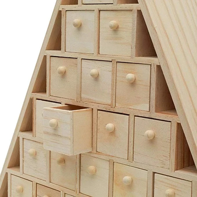 Pine DIY Advent Calendar With 24 Drawers
