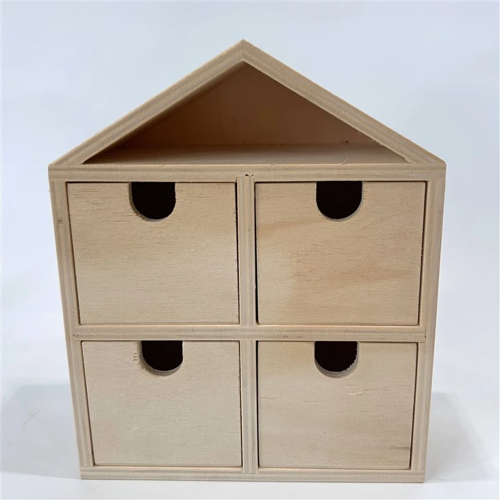 木製の家 - 形の4つの引き出しキャビネット