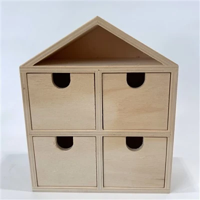木製の家 - 形の4つの引き出しキャビネット