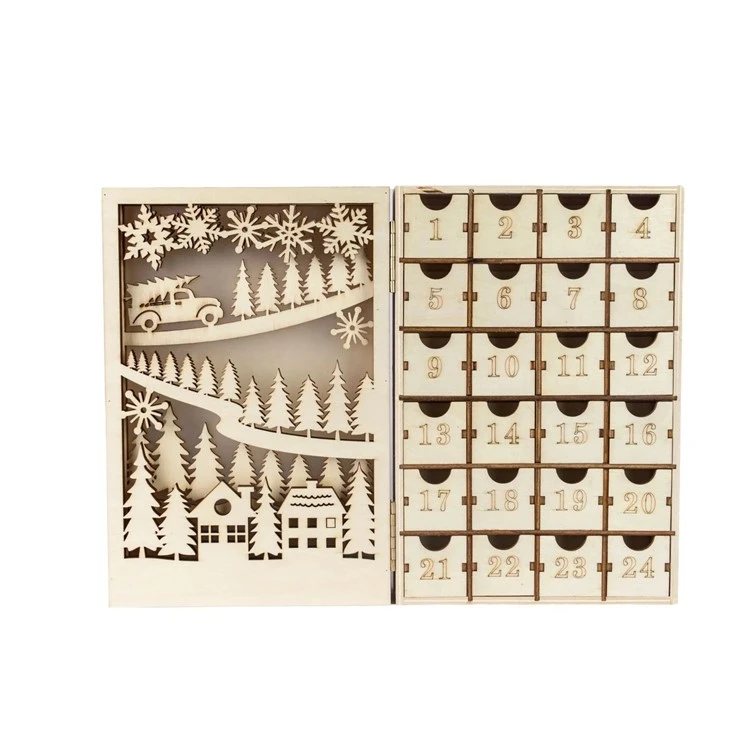 Wooden Christmas Advent Calendar Decoration
